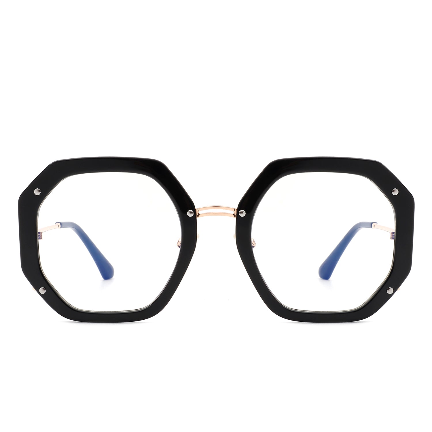 HBJ2101 - Round Geometric Circle Polygon Blue Light Blocker Glasses