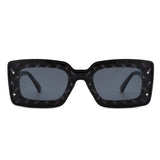 HS2052 - Rectangle Retro Flat Lens Tinted Fashion Square Sunglasses