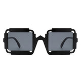 HS1111 - Square Retro Irregular Frame Futuristic Fashion Tinted Sunglasses