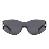 HW2031 - Women Rectangle Rimless Wraparound Shield Fashion Oversize Wholesale Sunglasses