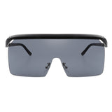 HS2015 - Square Oversize Retro Rimless Flat Top Fashion Sunglasses