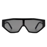 HS1136 - Geometric Square Oversize Futuristic Fashion Sunglasses