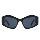 HS1210 - Square Oversize Irregular Wavy Temple Design Fashion Wholesale Sunglasses