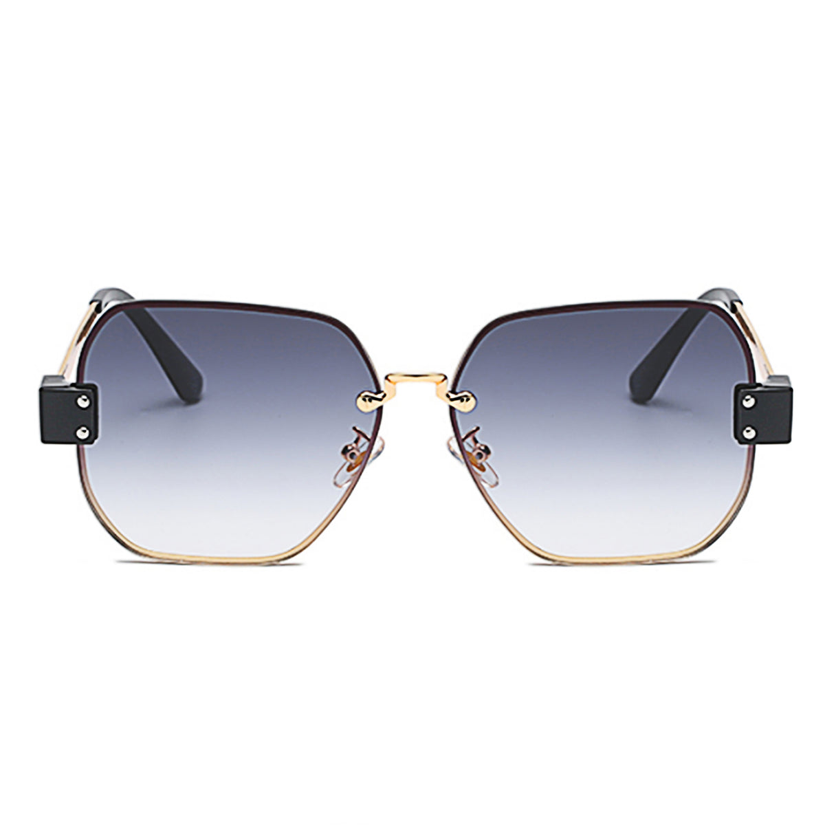 J3004 - Geometric Square Retro Metal Fashion Designer Sunglasses