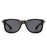 HS1171 - Classic Horn Rim Rhinestone Gothic Skull Square Wholesale Sunglasses