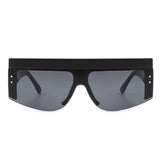 HS2027 - Square Half Frame Retro Flat Lens Vintage Fashion Sunglasses