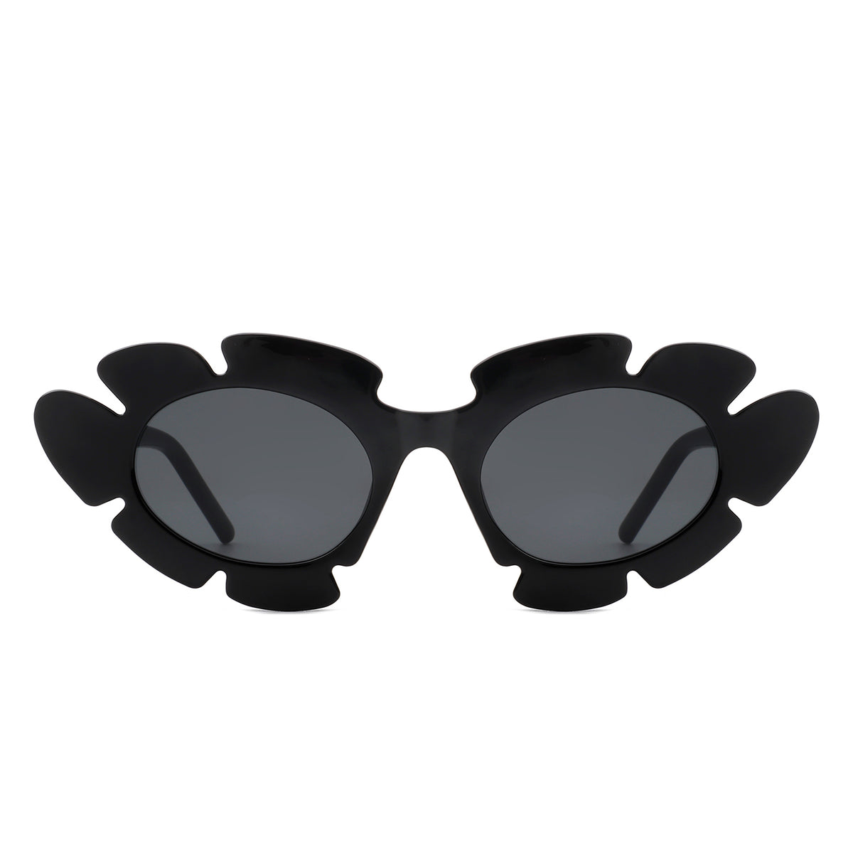 HS1147 - Women Irregular Round Cut-Out Cat Eye Flower Design Fashion Sunglasses