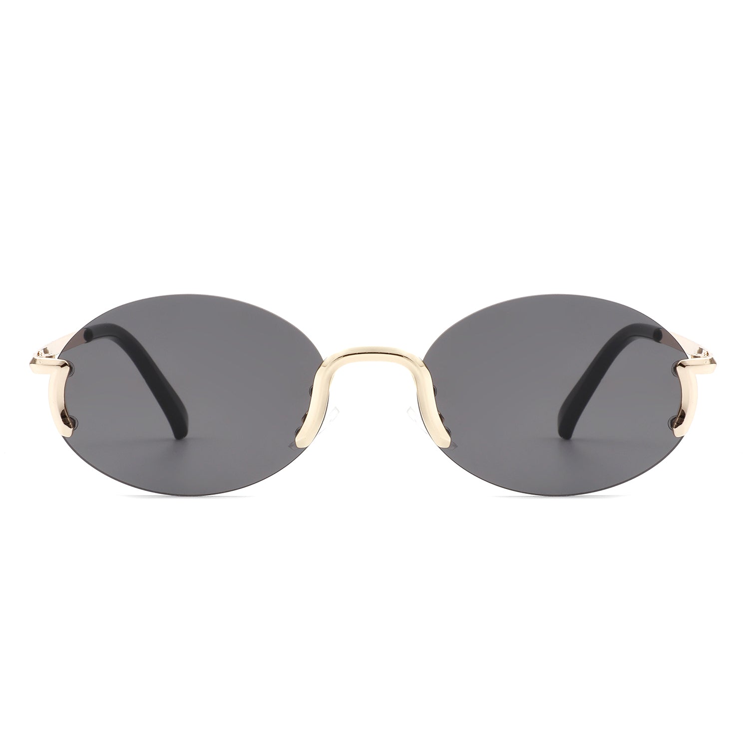 HW3017 - Retro Rimless Oval Circle Vintage Frameless Fashion Round Sunglasses