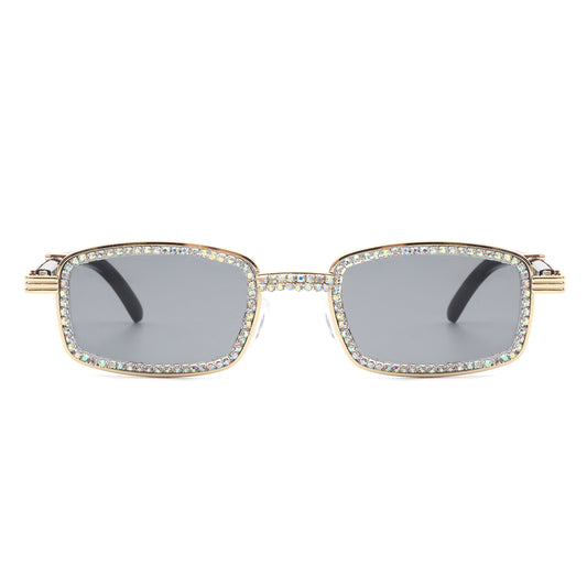 J2030 - Rectangle Retro Glitter Vintage Square Fashion Sunglasses