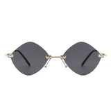 HW2013 - Rimless Retro Round Geometric Frameless Tinted Fashion Sunglasses