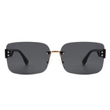 HW2015 - Rectangle Classic Rimless Square Retro Tinted Fashion Sunglasses