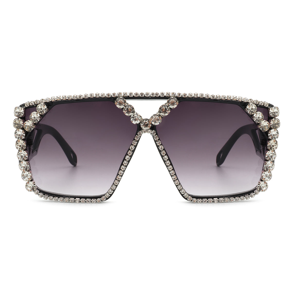 HS2045 - Square Oversize Crystal Fashion Rhinestone Women Sunglasses