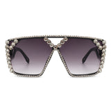 HS2045 - Square Oversize Crystal Fashion Rhinestone Women Sunglasses