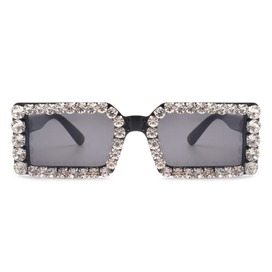 HS2020 - Rectangle Diamond Rhinestone Square Crystal Fashion Sunglasses