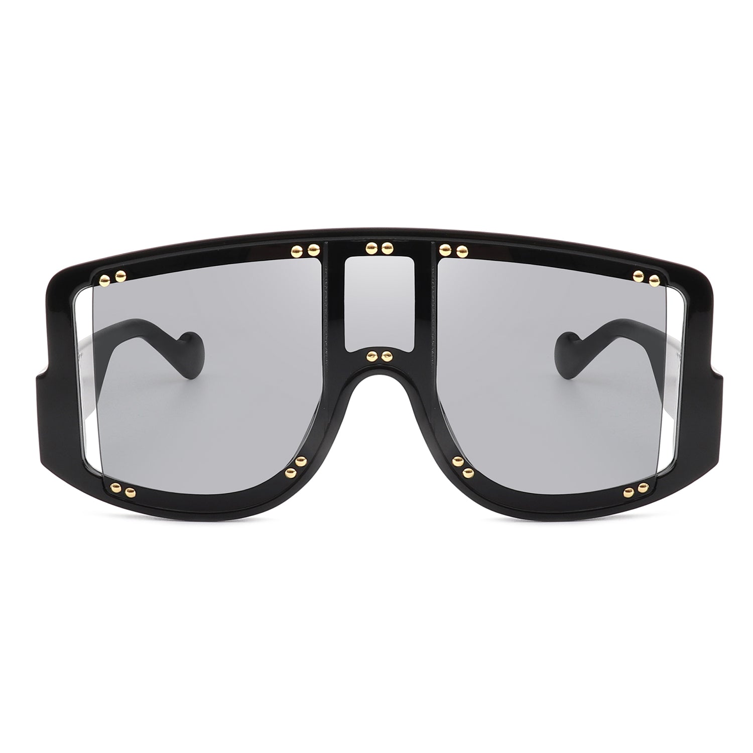 HS3004-1 - Oversize Square Fashion Curved Large Shield Visor Sunglasses
