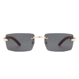 HW2028 - Rectangle Rimless Retro Frameless Fashion Tinted Sunglasses