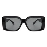 HS1048-1 - Retro Square Thick Frame Flat Lens Vintage Fashion Sunglasses