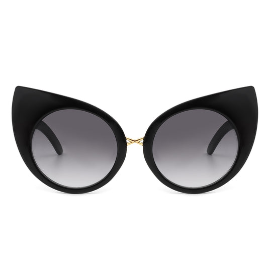 HS1071 - Women Mod Retro High Pointed Oversize Fashion Cat Eye Sunglasses