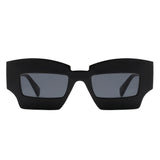 HS1140 - Futuristic Square Chunky Narrow Irregular Tinted Fashion Sunglasses