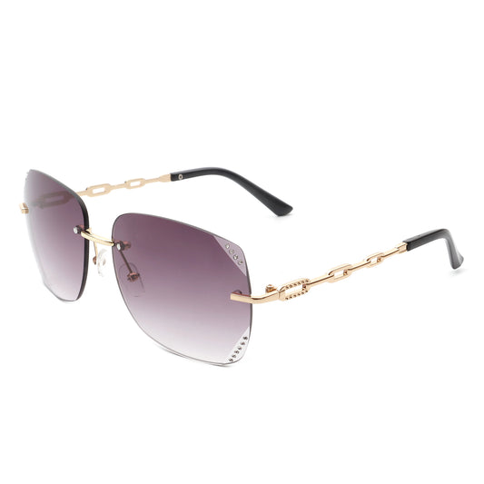 HW2033 - Classic Rimless Chic Square Tinted Fashion Women Sunglasses