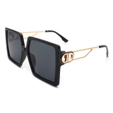 HS2008-1 - Square Oversize Flat Top Women Fashion Sunglasses