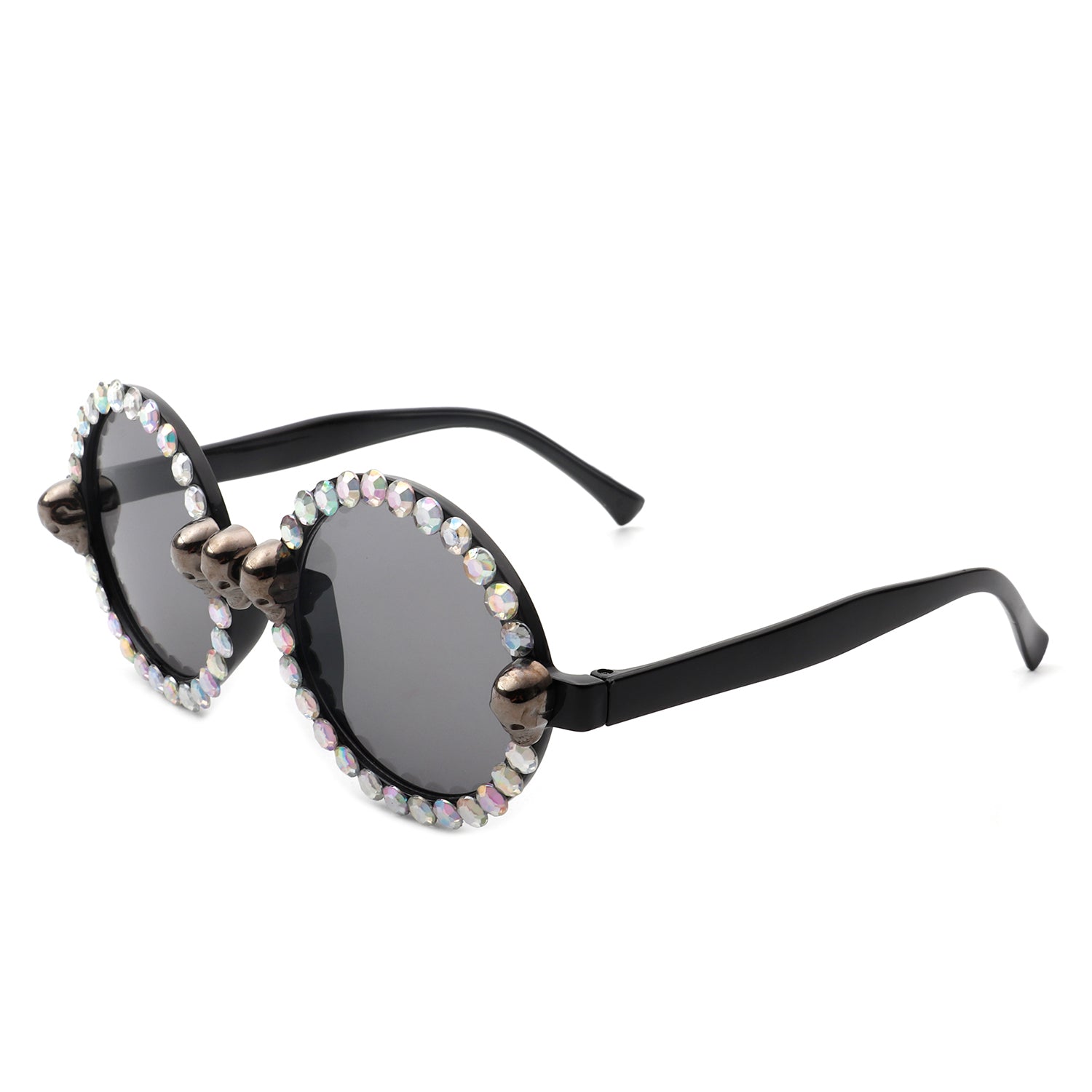 HS1170 - Round Retro Gothic Rhinestone Skull Punk Party Wholesale Sunglasses