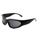 HS1152-1 - Sporty Rectangle Oval Y2K Wrap Around Unisex Fashion Sunglasses