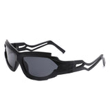 HS2129 - Futuristic Rectangle Geometric Chunky Sport Wrap Around Wholesale Sunglasses