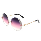 HW2021 - Round Rimless Circle Rhinestone Design Frameless Women Sunglasses