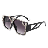 HS2045 - Square Oversize Crystal Fashion Rhinestone Women Sunglasses