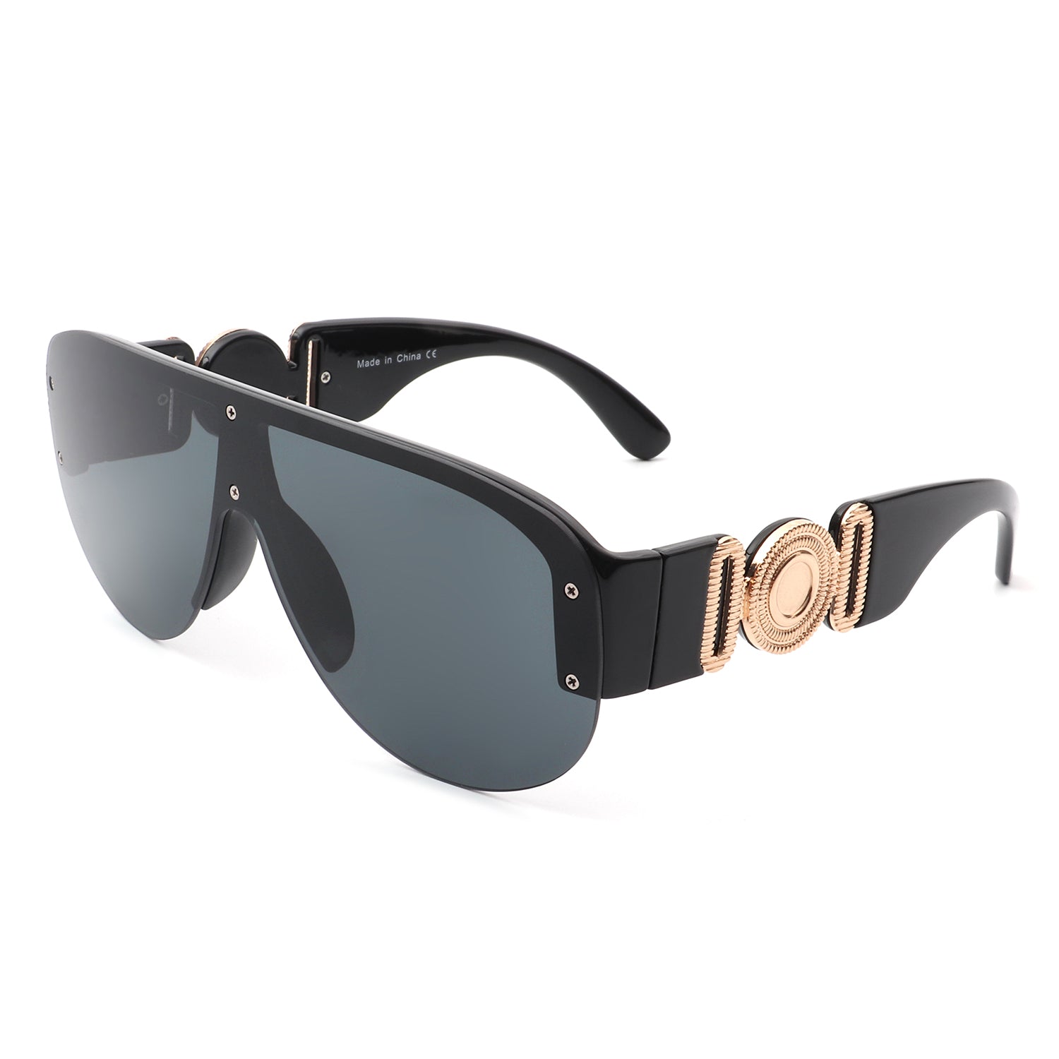 S2102 - Classic Half Frame Retro Oversize Vintage Fashion Aviator Sunglasses