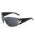 HW2031 - Women Rectangle Rimless Wraparound Shield Fashion Oversize Sunglasses
