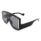 HS3004-1 - Oversize Square Fashion Curved Large Shield Visor Sunglasses