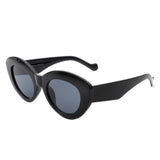 S1207 - Women Oval Fashion Round Cat Eye Sunglasses