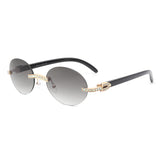 J2022 - Circle Retro Rimless Round Rhinestone Fashion Sunglasses