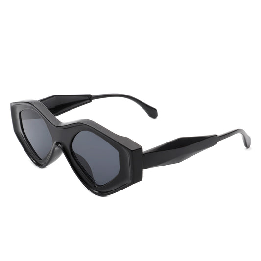 HS1119 - Geometric Triangle Irregular Bold Futuristic Fashion Sunglasses