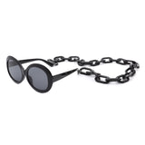 HS2007 - Women Round Oversize Retro Oval Fashion Sunglasses w/ Chains