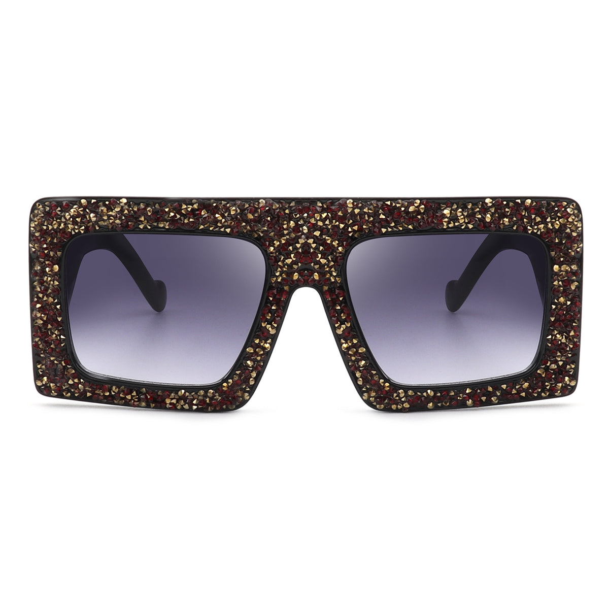 HS3002 - Square Retro Bold Thick Frame Vintage Rhinestone Fashion Sunglasses