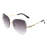 HW2024 - Oversize Rimless Butterfly Shape Tinted Rhinestone Fashion Sunglasses