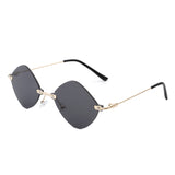 HW2013 - Rimless Retro Round Geometric Frameless Tinted Fashion Sunglasses