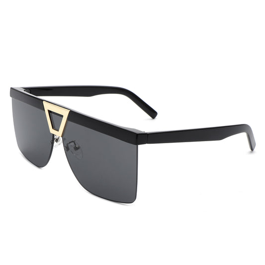 HS2132 - Oversize Half Frame Tinted Fashion Square wholesale Sunglasses