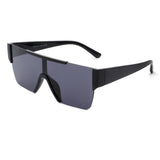 HS2051 - Square Retro Flat Top Rimless Oversize Fashion Sunglasses