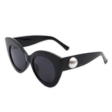HS1062 - Women Retro Round Pearl Design Cat Eye Fashion Sunglasses