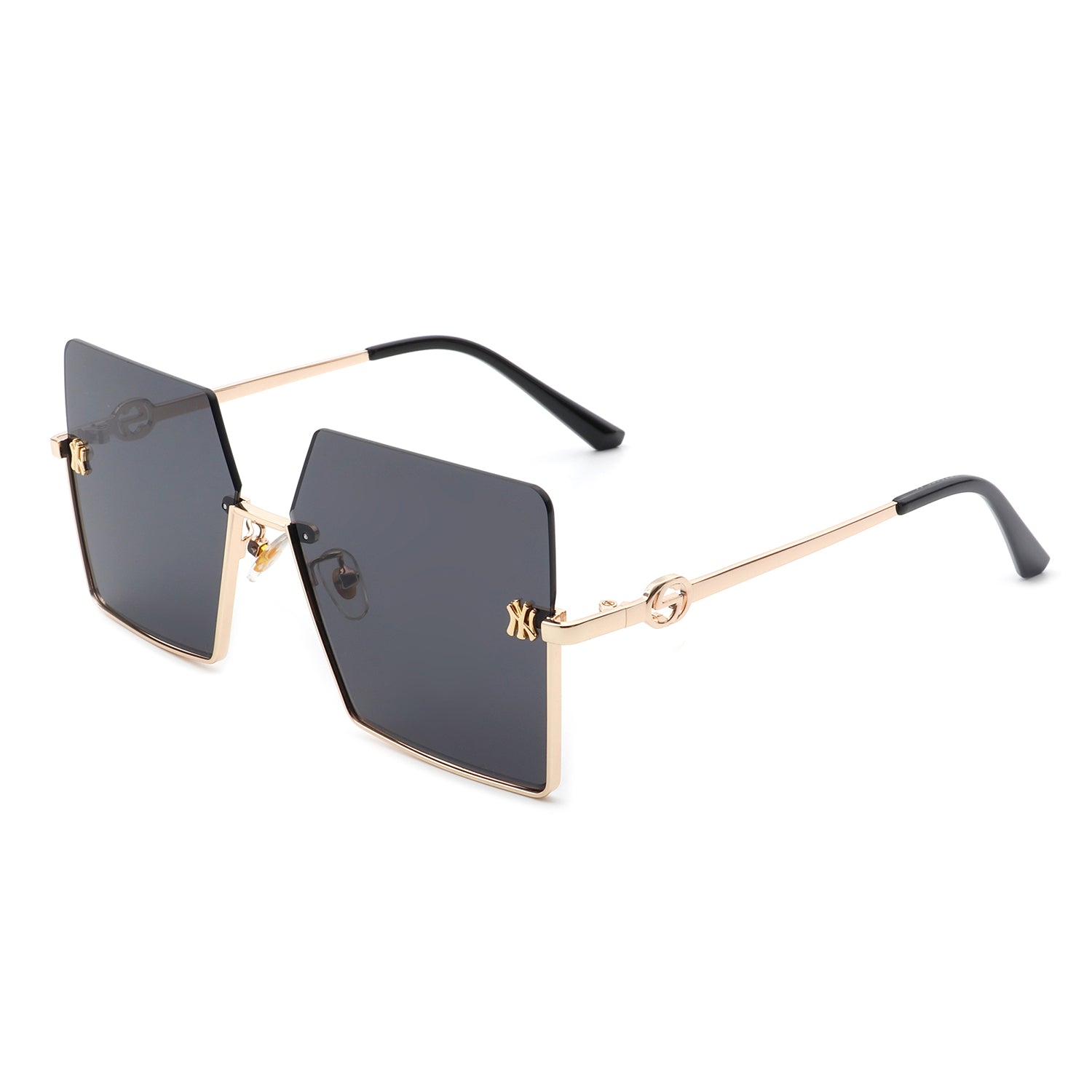 Oversize Square Half Frame Sunglasses