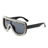 HS2042 - Women Oversize Rhinestone Diamonds Aviator Fashion Sunglasses