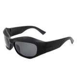 HS1156 - Oversize Chunky Irregular Wrap Around Fashion Sunglasses
