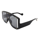 S2101 - Square Retro Oversize Shield Fashion Visor Sunglasses