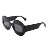 HS1159 - Round Oversize Two-Tone Irregular Fashion Women Sunglasses