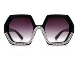 HS1005 - Women Round Geometric Rhinestone Fashion Sunglasses