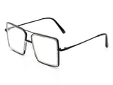 HBJ2008 - Square Oversize Anti Blue Light Rhinestone Fashion Glasses
